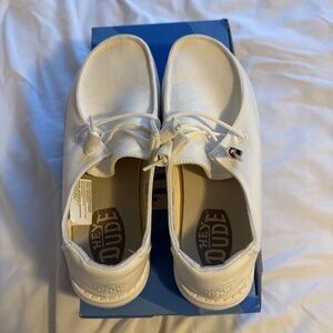 Hey Dude White Canvas Slip-On Loafers